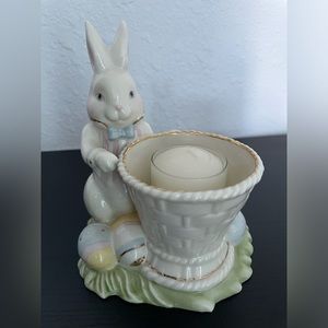 Lenox Gardening Porcelain Easter Bunny Votive Candleholder.